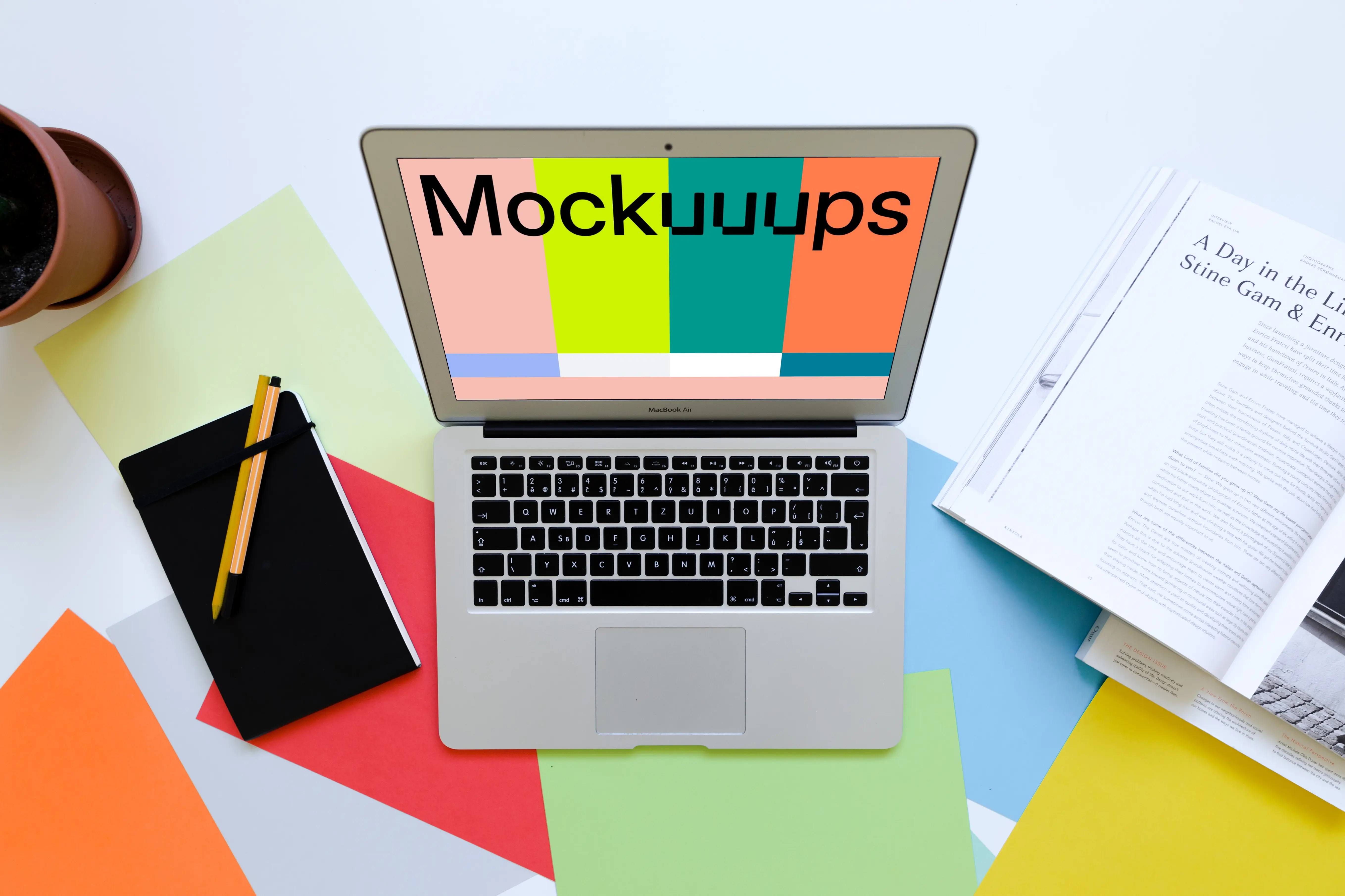 Top view mockup of MacBook Air