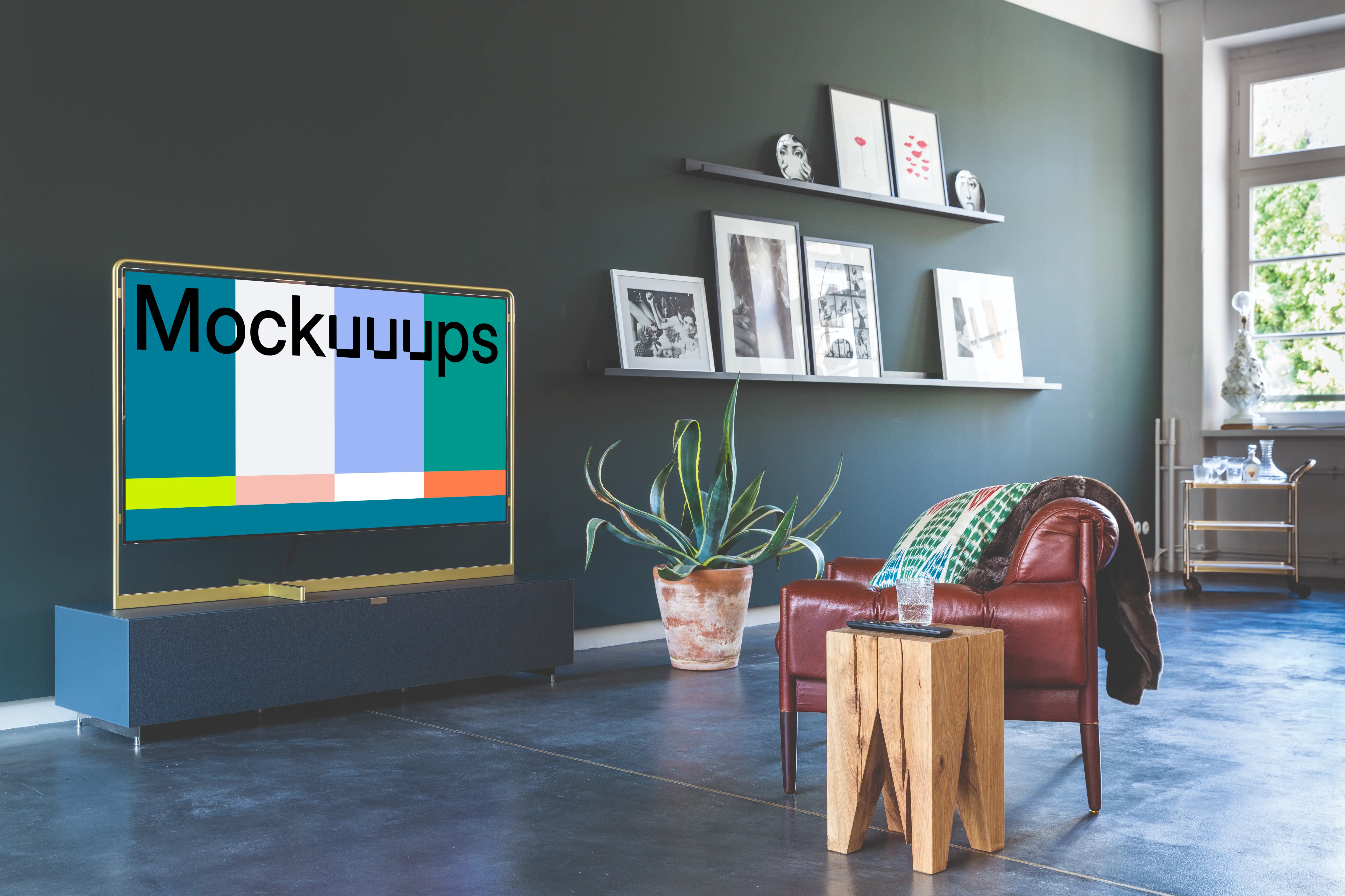 TV mockup in a well-decorated living room