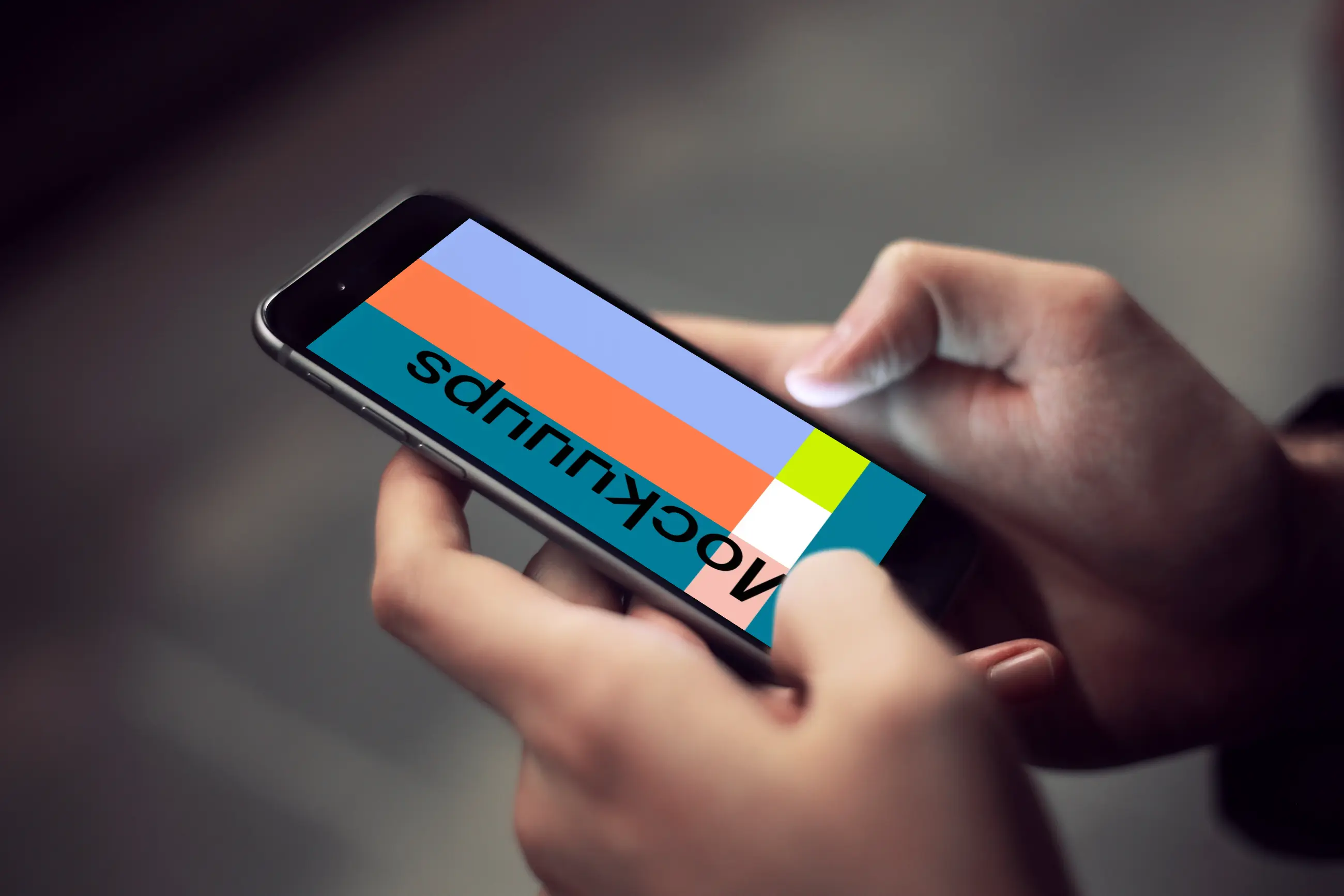 Typing on iPhone 6 mockup in the underground