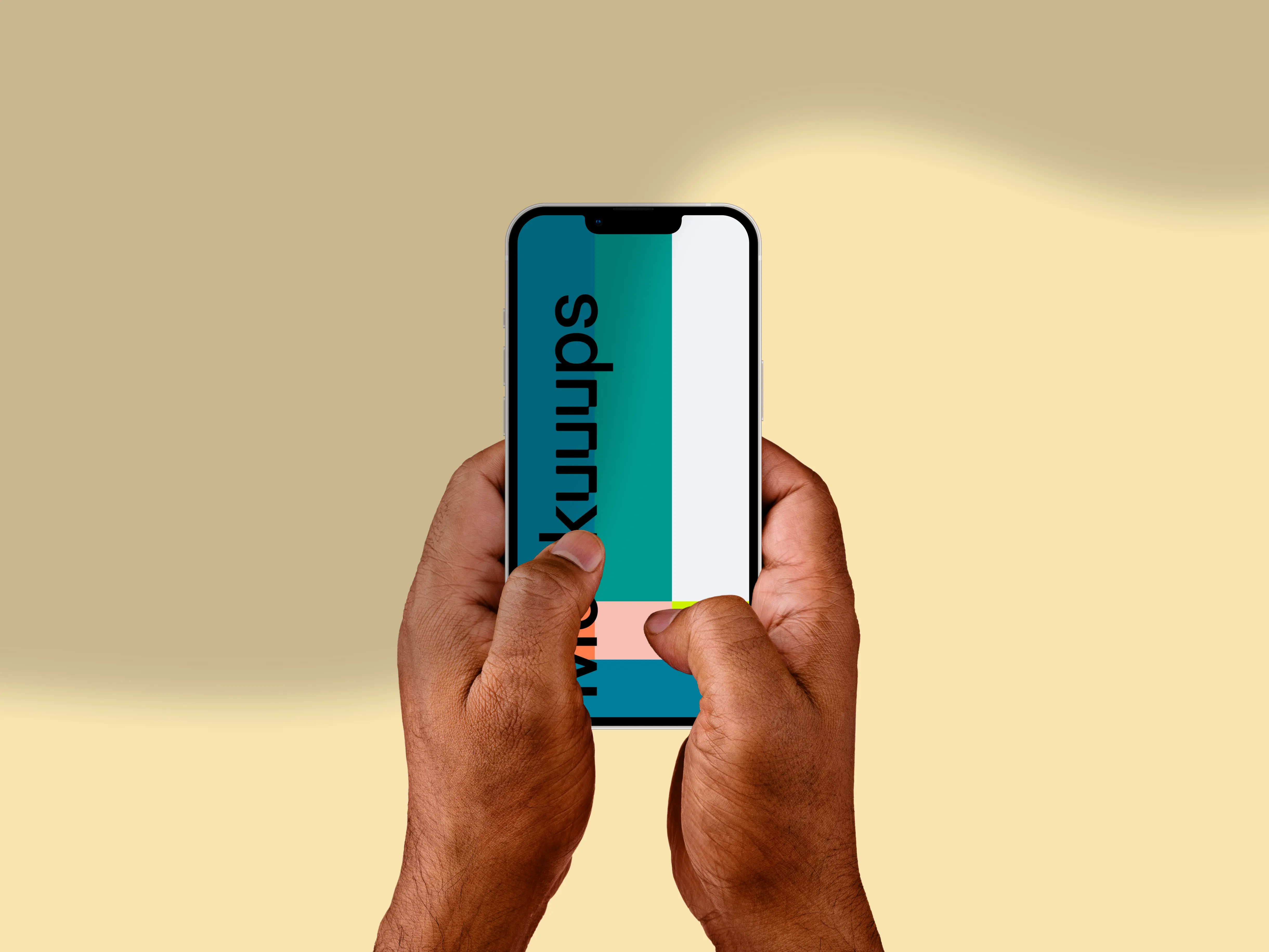 Typing on smartphone mockup