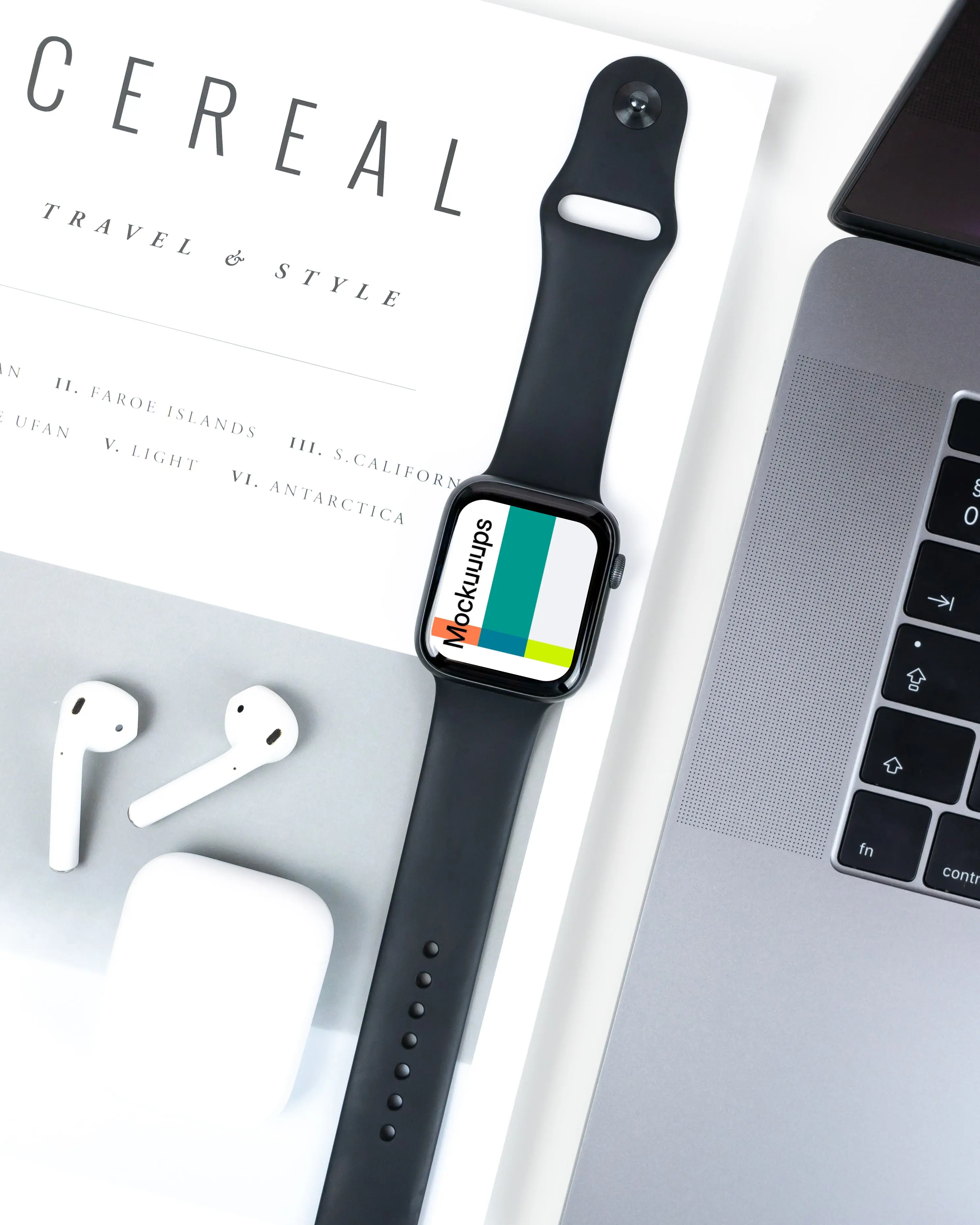 Apple Watch mockup placed on workstation