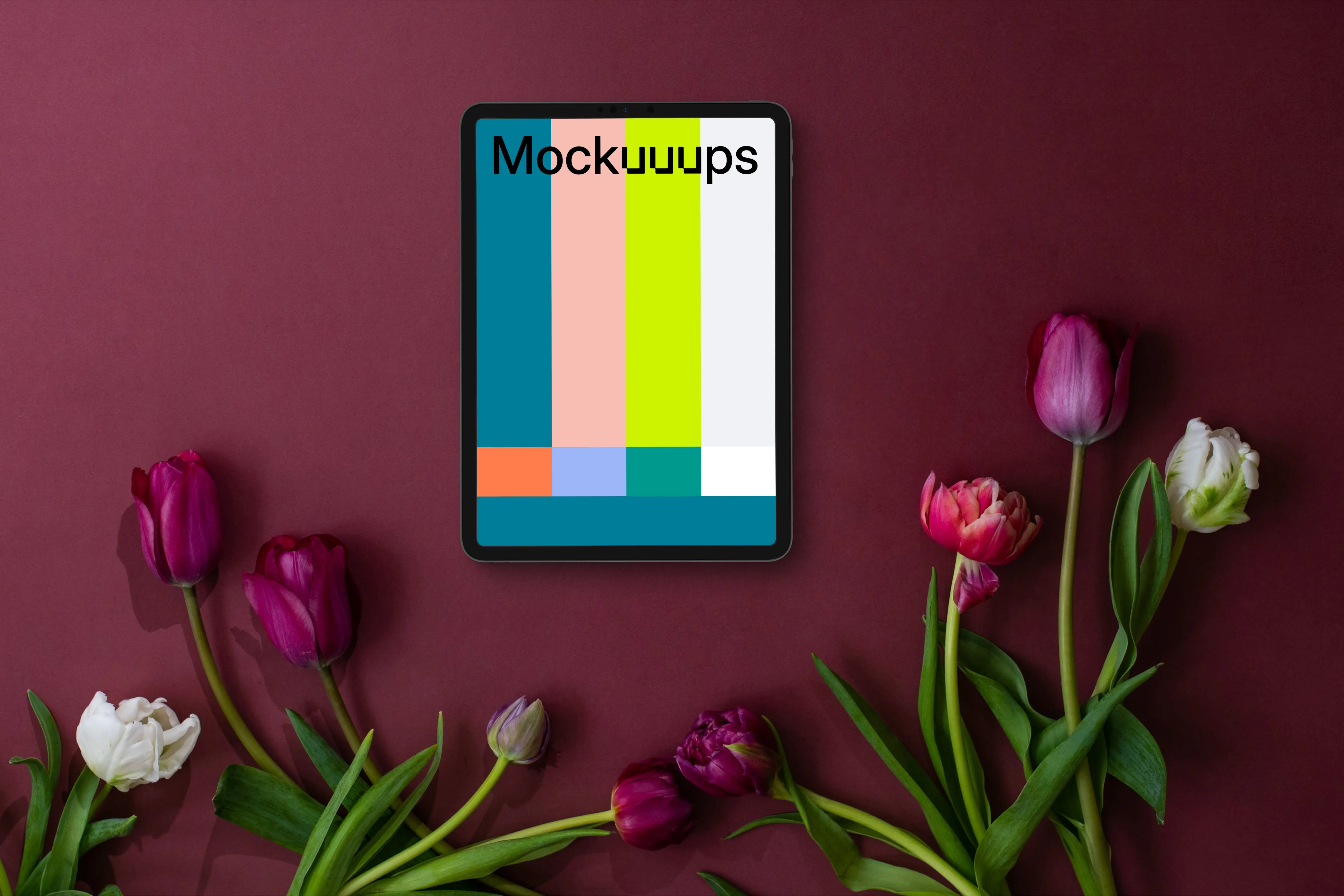 Viva Magenta background and tablet mockup
