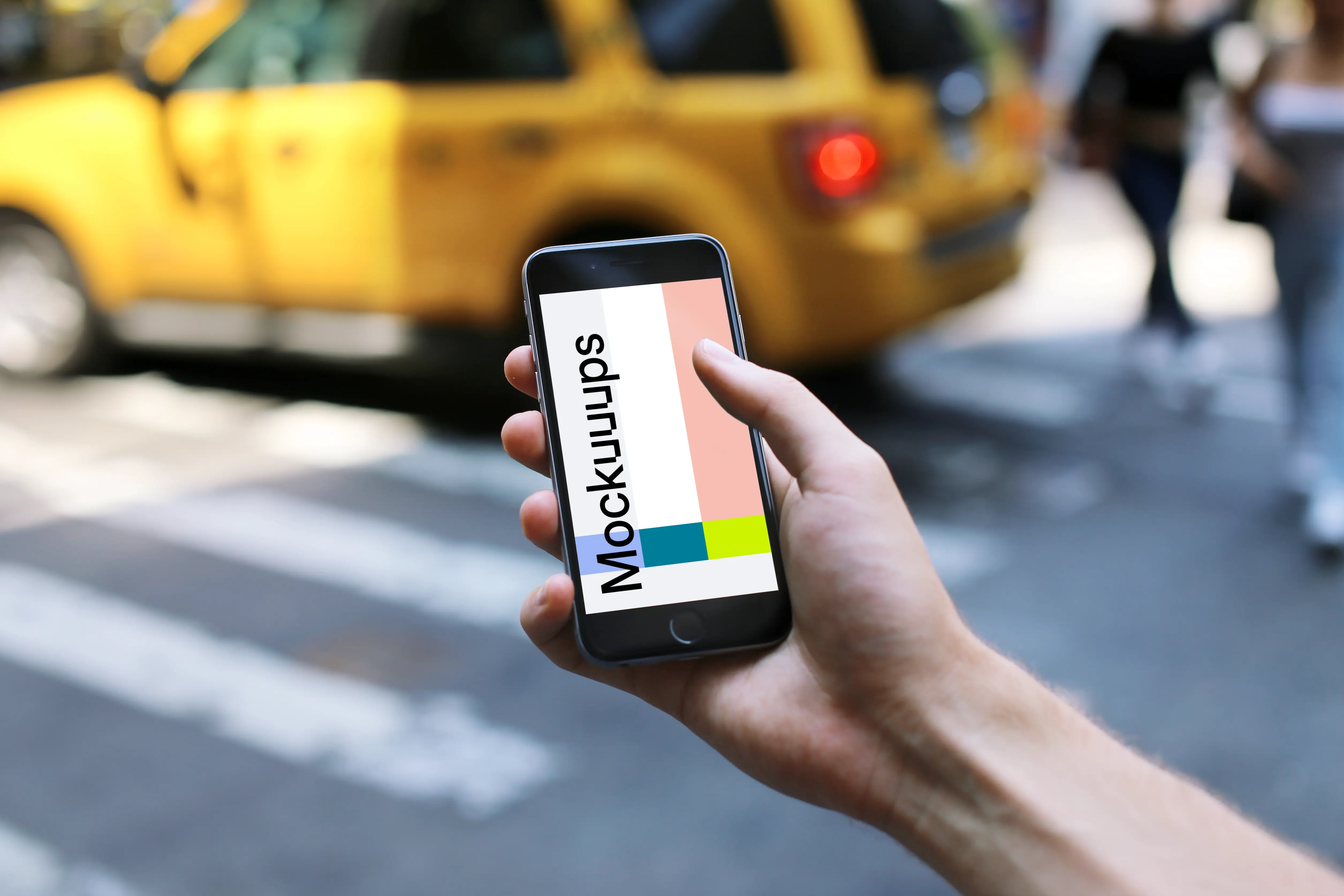 Waiting for a taxi with iPhone 6s mockup