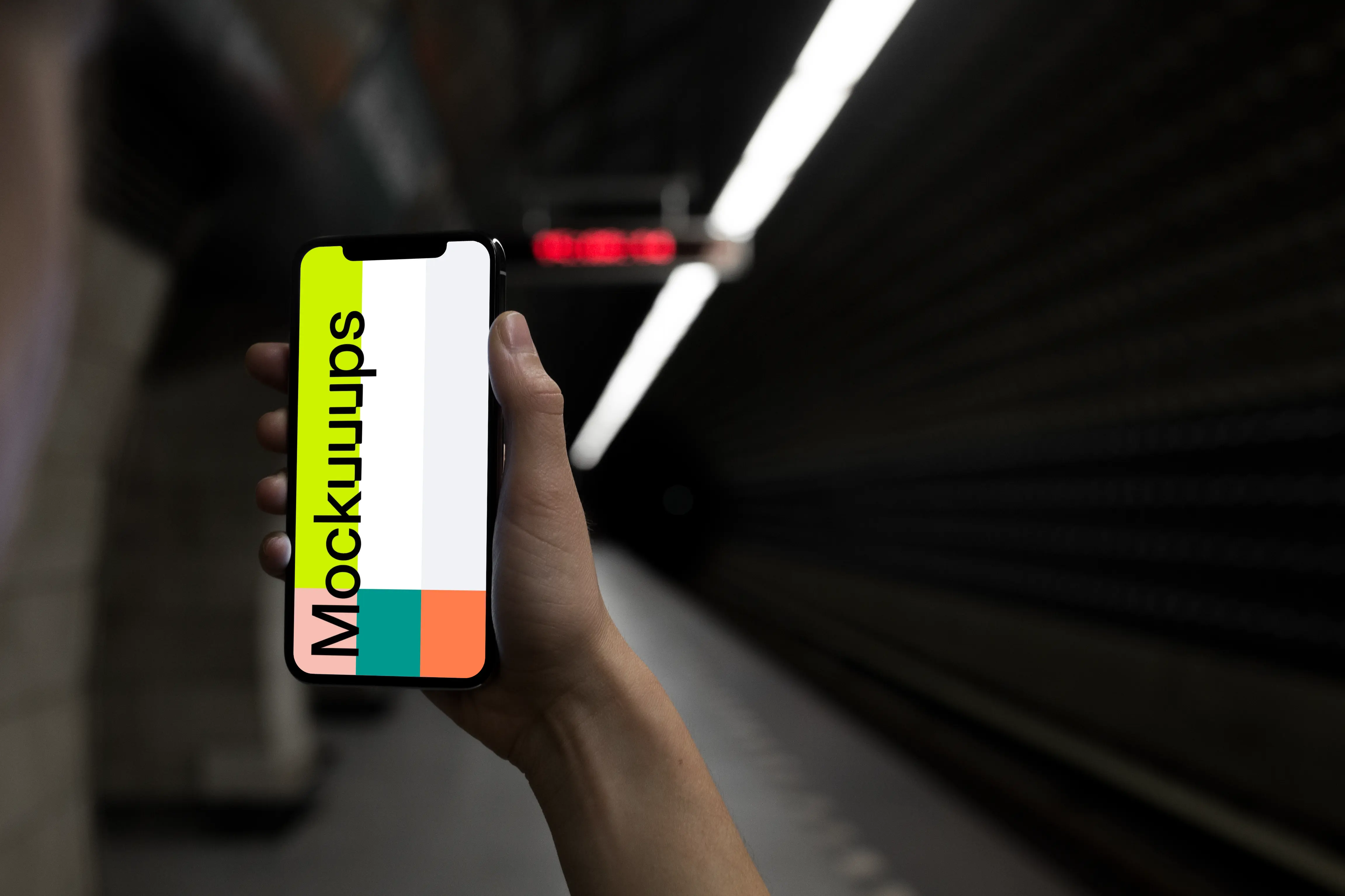 Waiting for underground with iPhone X mockup
