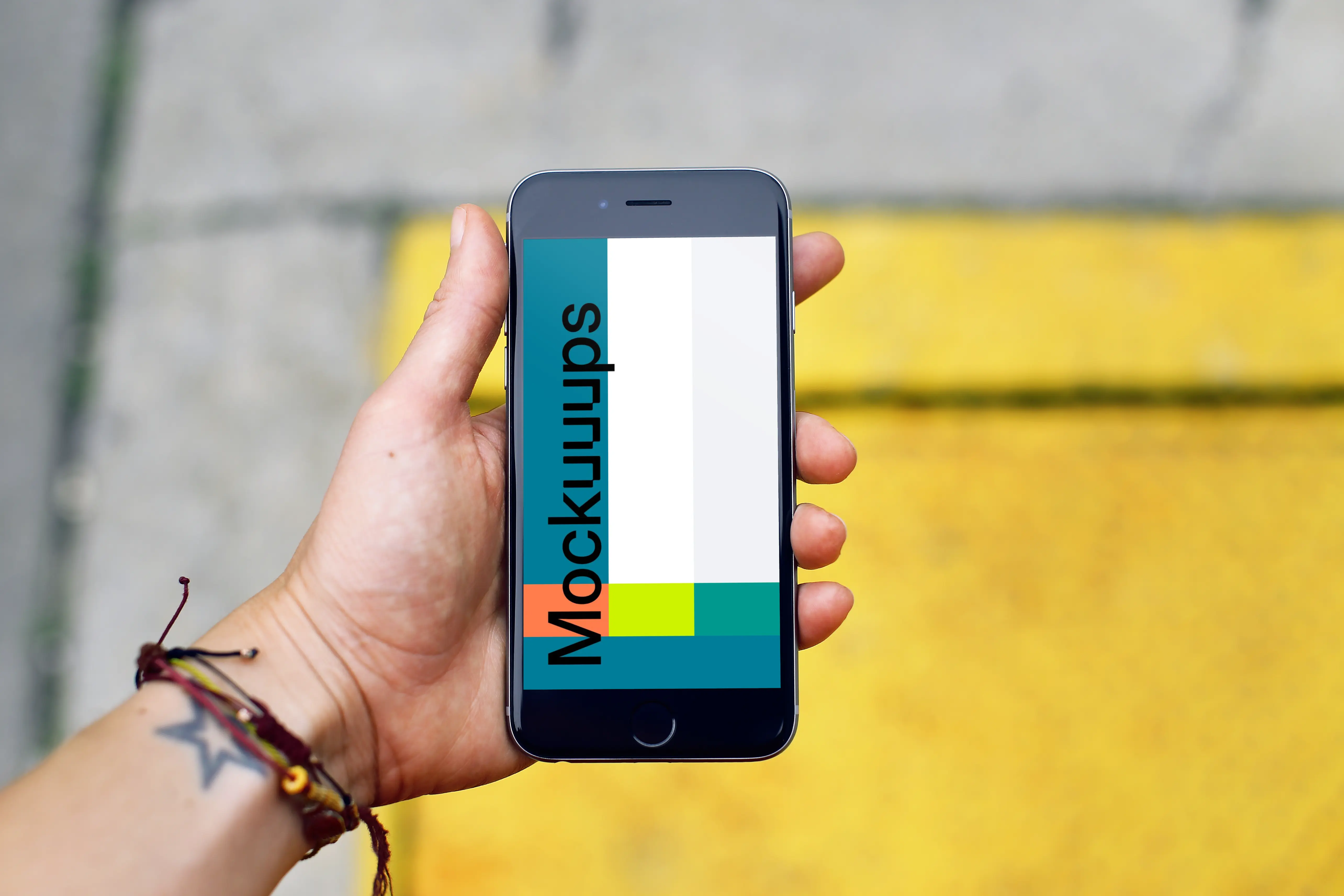 Walking with iPhone 6s Space Gray mockup