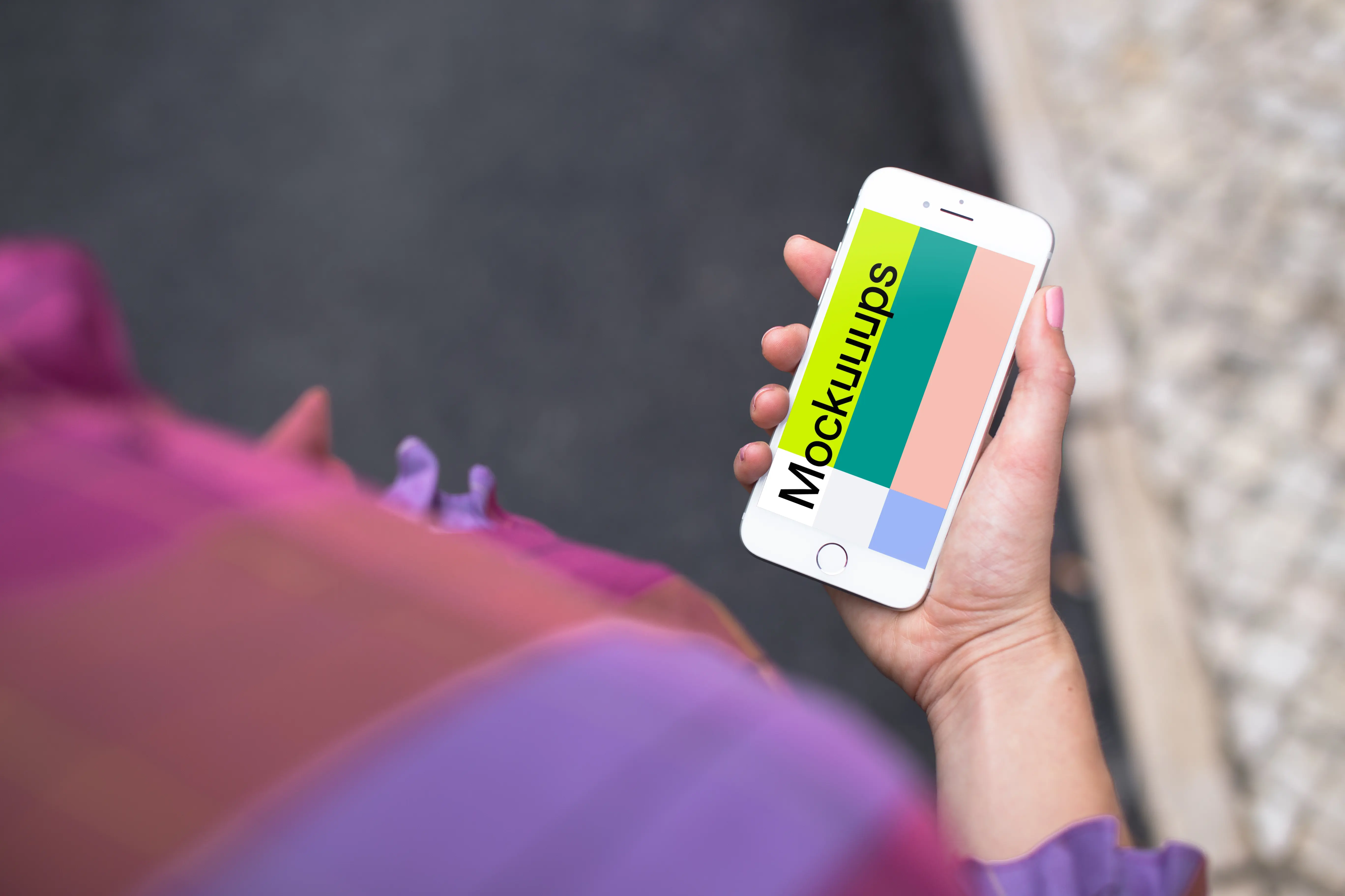 Walking with iPhone 7 mockup