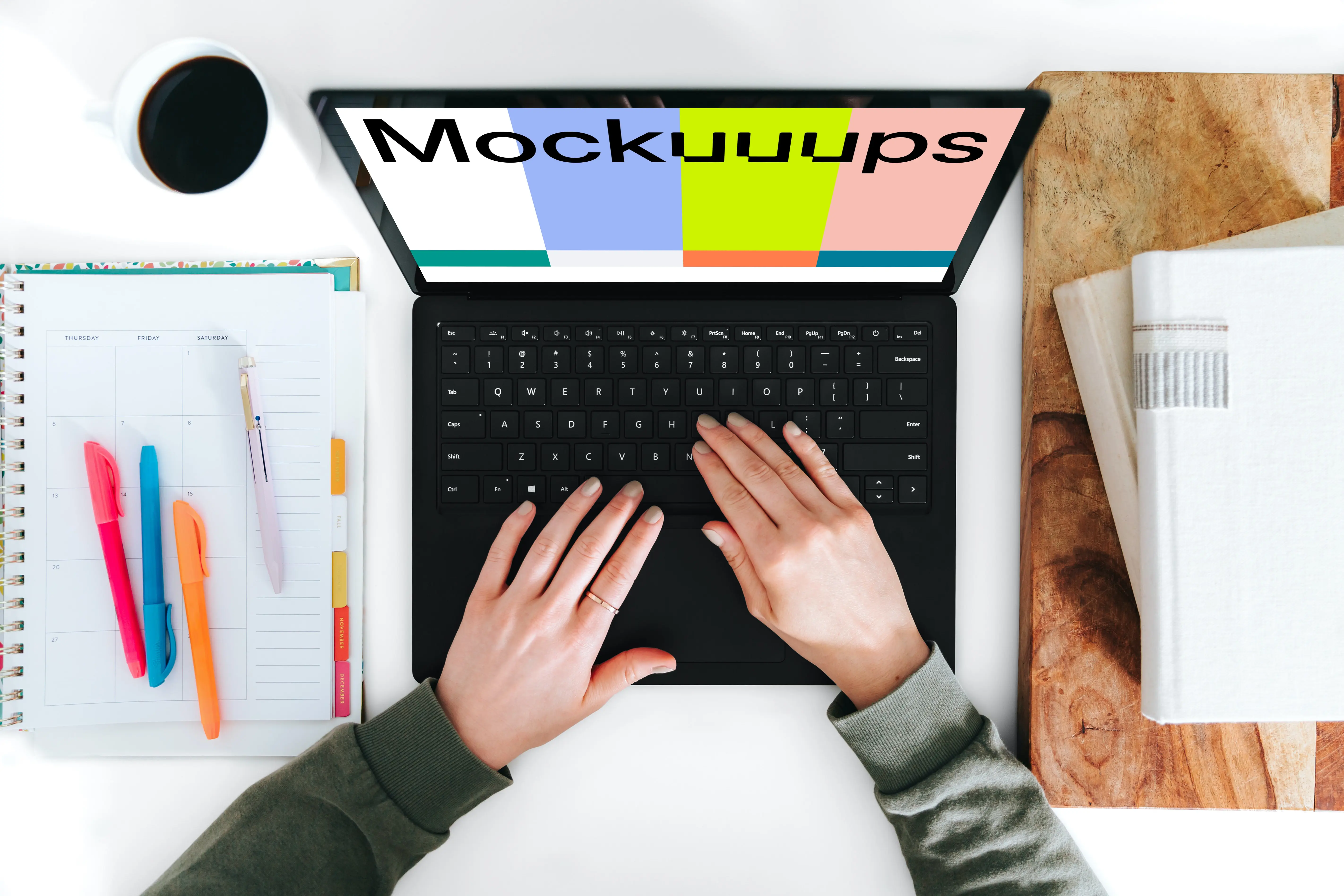 Woman typing on the Microsoft Surface Laptop mockup