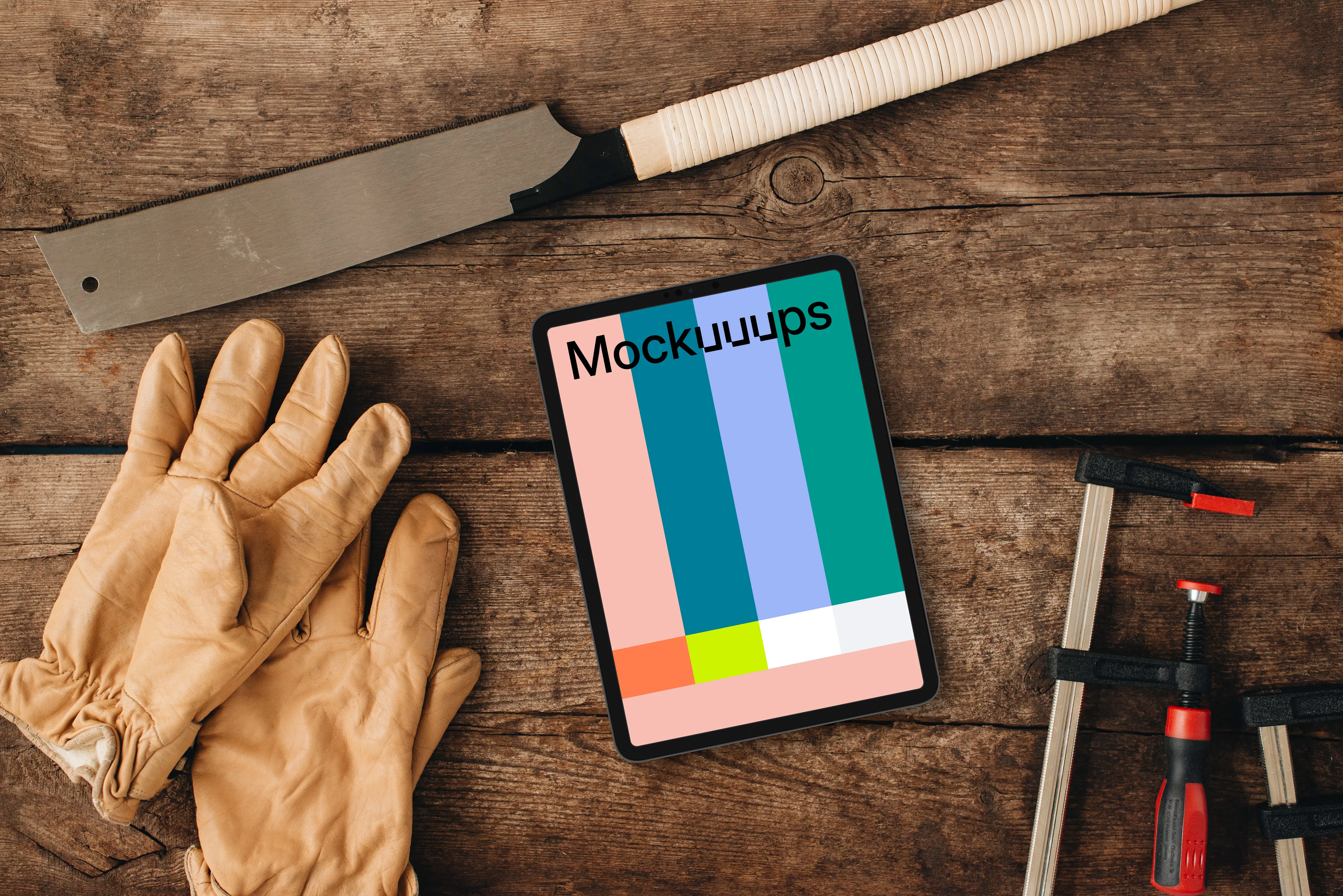 Workshop with tablet mockup