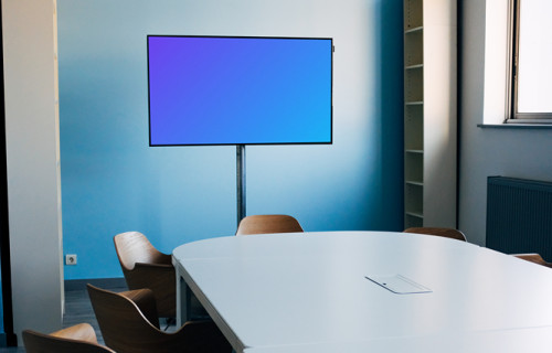 HD TV mockup in a conference room