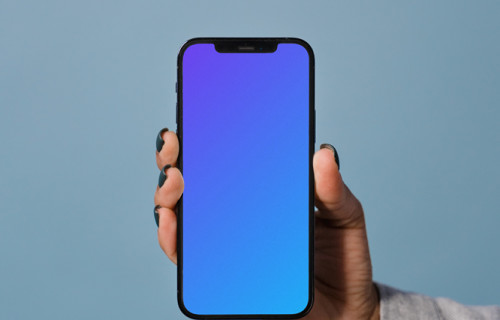 Minimal iPhone mockup held up in full view by user