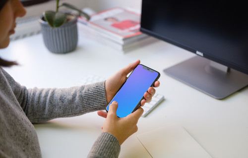 Woman swiping to the side on iPhone 11 mockup
