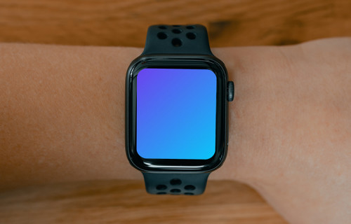 Apple Watch mockup on wooden surface