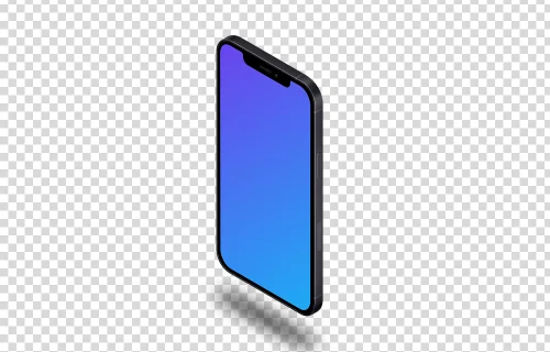 iPhone 12 Mockup (Isometric Stand Right - Floating Shadow)