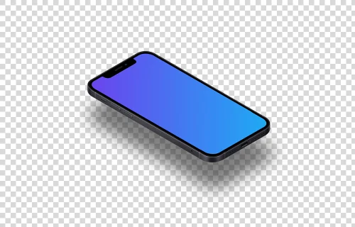 iPhone 12 Mockup (Isometric Floor Left - Floating Shadow)