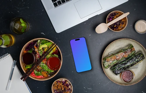 Cuisine asiatique livrée par smartphone mockup