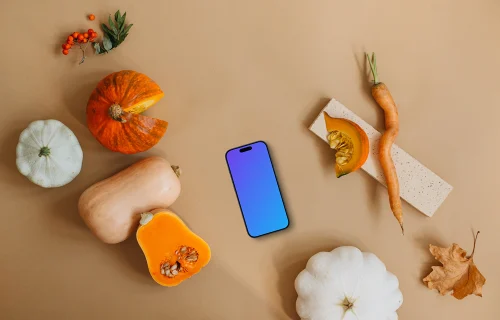 Autumn scene with phone mockup