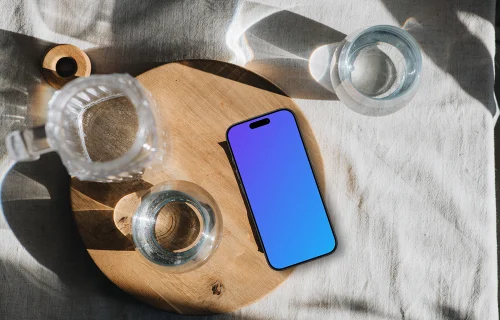 Petit déjeuner avec une touche minimaliste incluant un iPhone mockup