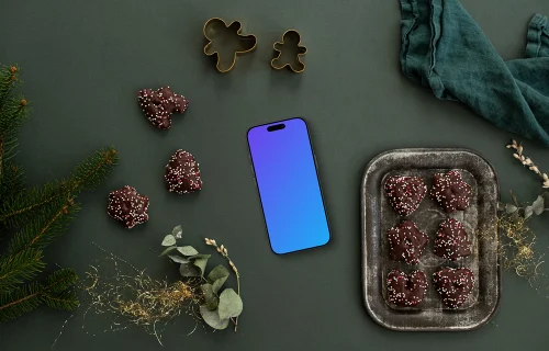 Christmas pastry and phone mockup