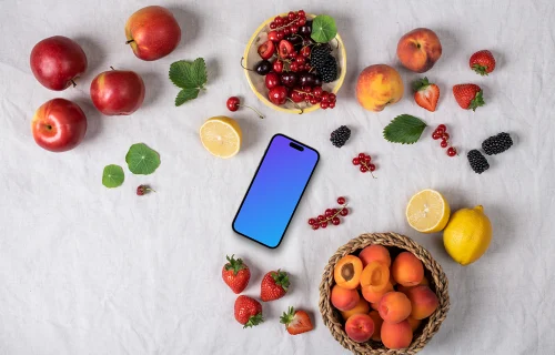 Colorful Smartphone mockup with fruits
