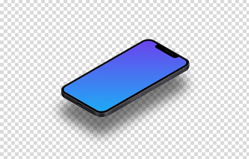 iPhone 12 Mockup (Isometric Floor Right - Floating Shadow)