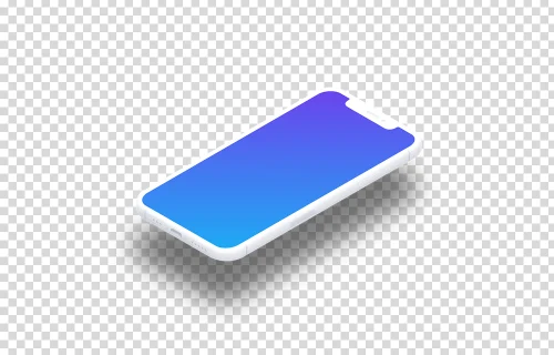 iPhone 12 Clay Mockup (Isometric Floor Right - Floating Shadow)