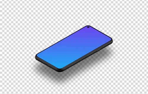 Google Pixel 5 Mockup (Isometric Floor Right - Floating Shadow)