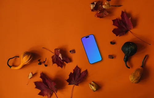 Fond d'écran d'Halloween mockup avec un smartphone