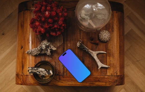 Healing energy arrangement with an iPhone mockup