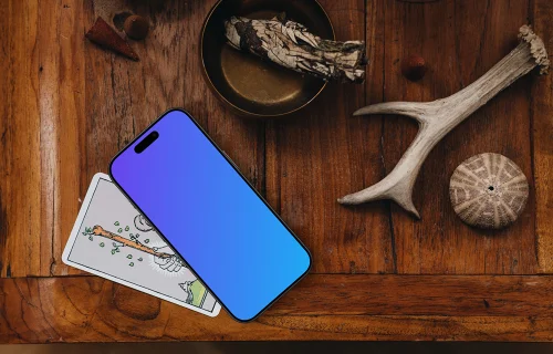 Estilo de vida holístico, incluindo um iPhone mockup