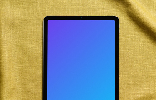 iPad Air mockup on yellow fabric
