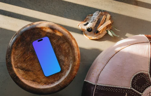 iPhone mockup en escena de relajación