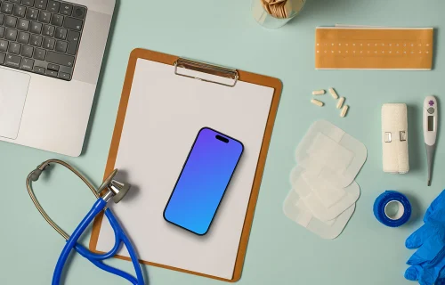 iPhone mockup in the hospital