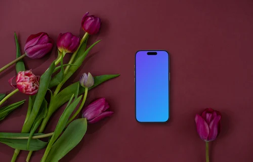 iPhone mockup sur fond Viva Magenta