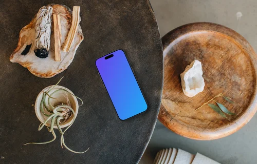 iPhone mockup cena de um canto de relaxamento