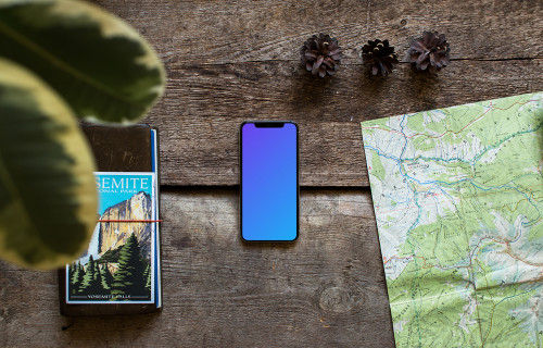 iPhone XS mockup com o mapa de Yosemite