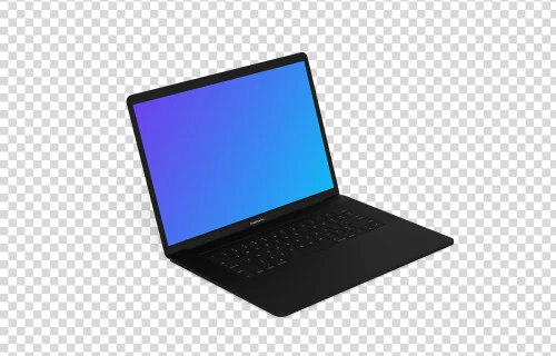Macbook Pro mockup (Clay Dark) orientado para a esquerda