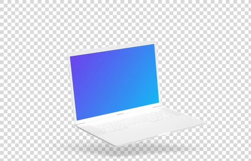 Macbook Pro mockup (Clay White) flutuando para a esquerda