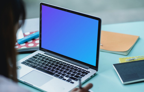 MacBook Pro mockup on an office desk