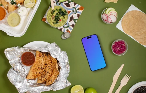 Mexican food with Smartphone mockup