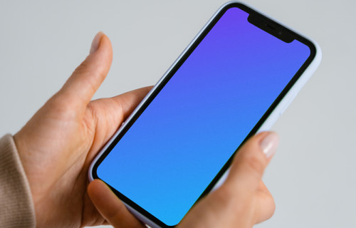 Minimalistic iPhone mockup held by user