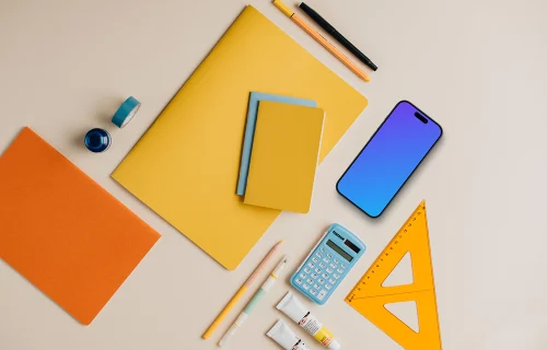 Mockup of phone placed on the student desk