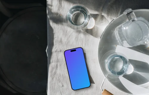 Tons neutres dans une scène de petit-déjeuner sur l'iPhone mockup