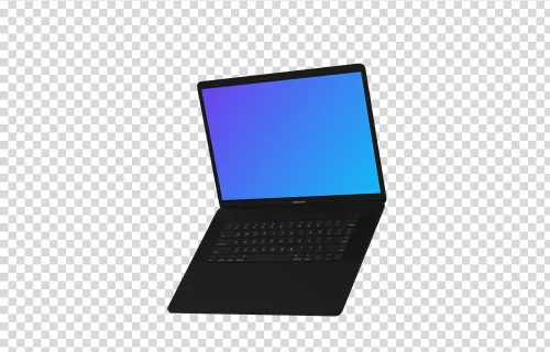 Opened Macbook Pro mockup (Clay Dark) floating to the right