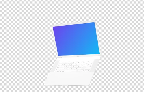 Macbook Pro aberto mockup (Clay White) flutuando para a direita