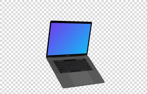 Opened Macbook Pro mockup floating to the left