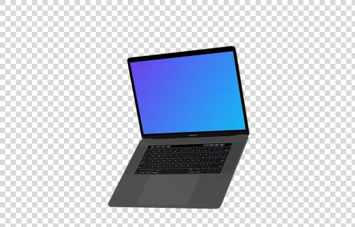 Opened Macbook Pro mockup floating to the right
