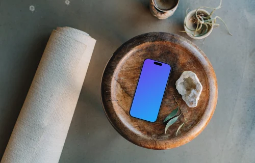 Tranquila zona de relax con un iPhone mockup