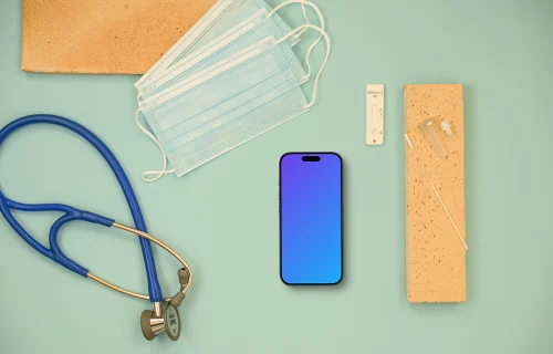 Phone mockup in medical space