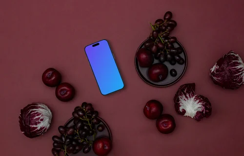 Phone mockup on Viva Magenta background