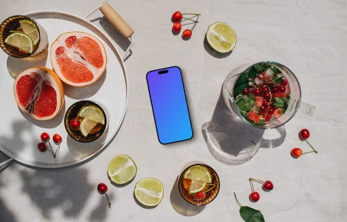 Téléphone mockup avec une ambiance estivale
